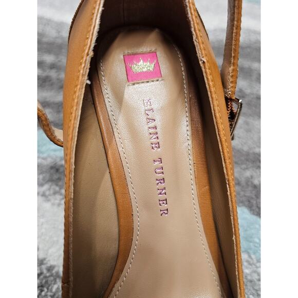 Elaine Turner Wedges tan shoes women's size 6.5 - Picture 6 of 7